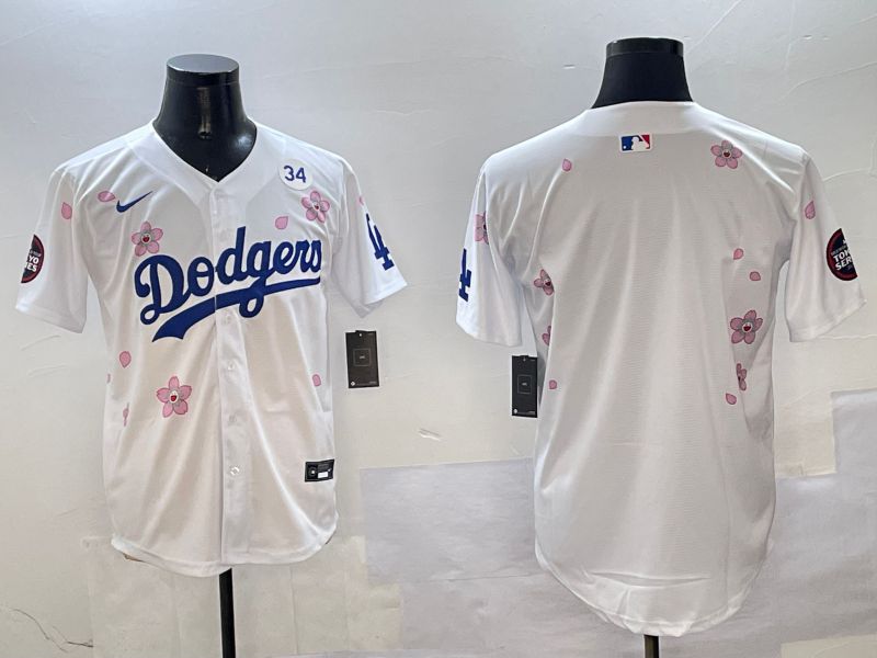 Men Los Angeles Dodgers Blank White Sakura Edition 2025 Nike MLB Jersey style 4